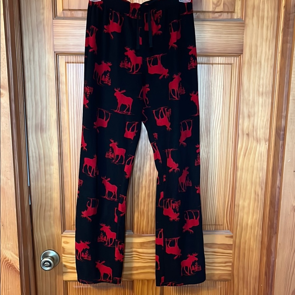 Red and Black Moose Print Pajama Pants